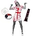 Disfraz de enfermera de ZOMBIE + sangre falsa + pintura facial perfecta para eventos de disfraces y fanáticos – XXL – pecho 130 cm – cintura 112 cm – longitud 88 cm