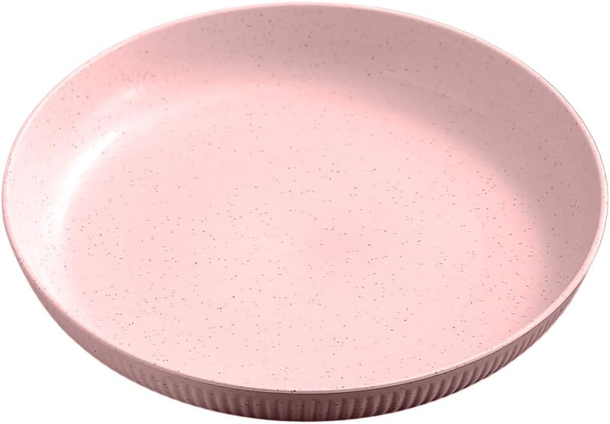 Menora Wheat Straw Round Shaped Dinner Plate 23CM – Lightweight Unbreakable Reusable Plate | Microwave, Dishwasher & Refrigerator Safe (Pink)