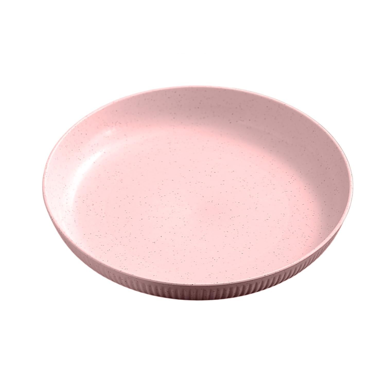 Menora Wheat Straw Round Shaped Dinner Plate 23CM – Lightweight Unbreakable Reusable Plate | Microwave, Dishwasher & Refrigerator Safe (Pink)