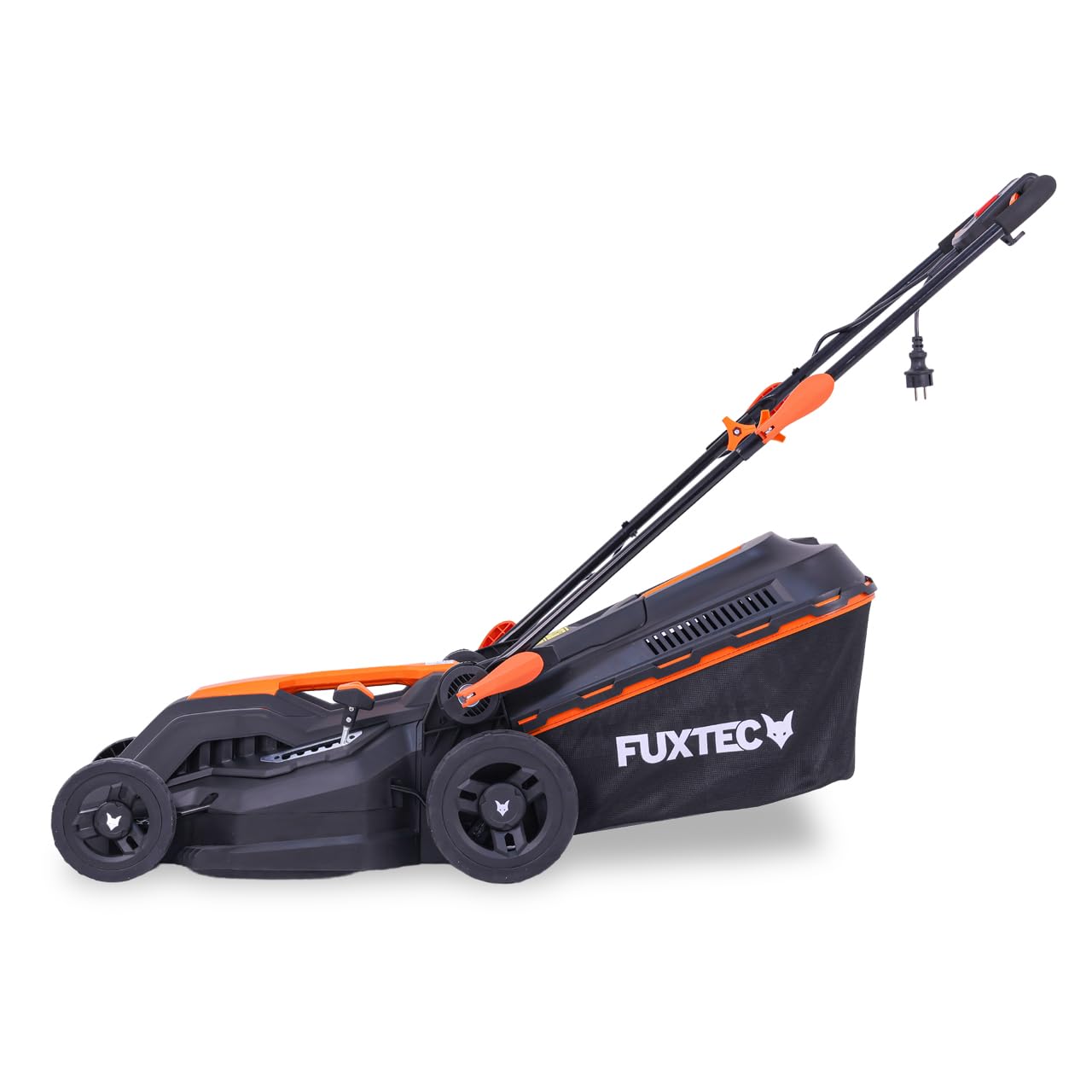 FUXTEC Elektro Rasenmäher mit Kabel FX-RME38-38cm mit 40L Grasfangkorb - nur 12kg - Schnitthöhe 20-70mm - 1600Watt & 220V