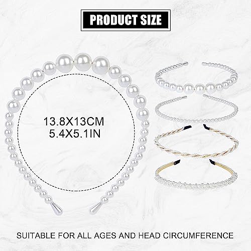 Shining Diva Fashion 4 Pcs Headbands Stylish Pearl Hairbands Hair Accessories Hair Bands for Women Girls (14967hb) - Image 5