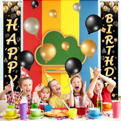 Image of Birthday Decorations Banner, Happy Birthday Door Sign for Men Women Boys Girls Ideal Birthday Decorations Party Supplies Outdoor Indoor 72 x 12 Inch