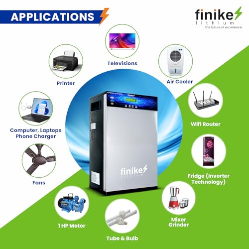 Image of Finike 2100VA Lithium Inverter with Inbuilt 2688Wh LiFePO4 Battery | Pure Sine Wave Home UPS & Power Backup for Home, Office & Shops | Wall Mount | Fast Charging | 12 Year Life | 5-Year Warranty