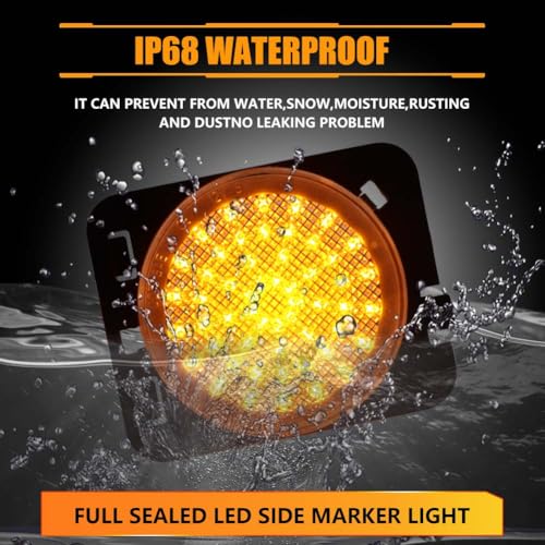 Image of Sequential Front Fender LED Side Marker Lights for 2007-2019 Wrangler JK, [Upgraded] Clear Lens Side Bumper Marker Lamps, JK Amber LED Side Markers Turn Signal Lights, 2 PCS