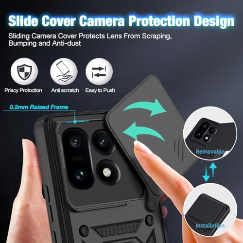 Image of Heavy Duty Back Case Cover for Oneplus 15 5G, Shockproof Oneplus 15 Back Cover, Ring Case with Kickstand and Camera Protection Shutter - Black
