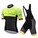d.Stil Abbigliamento Ciclismo Uomo Set A Maniche Corte Ciclismo Pantaloncini Salopette da Ciclismo con Cuscino Anti-Sweat Anti-UV Abbigliamento per Bici da MTB(Nero-Verde, XL)