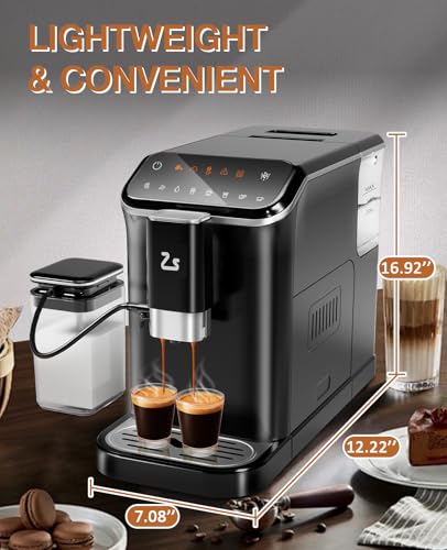 Image of Zstar - Fully automatic espresso coffee machine with automatic milk frother, professional espresso coffee maker with grinder, one-touch operation, automatic cleaning, tank