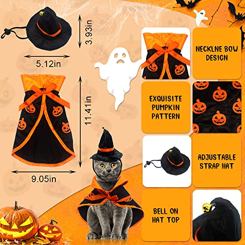 Disfraz de Halloween para gato con capa y gorro de bruja miniatura 2