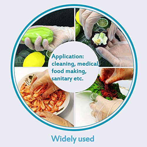 Skymore Disposable Gloves, Food Grade Cleaning Gloves, PVC Powder Free, Chemical&Domestic Industry White 100Pcs M