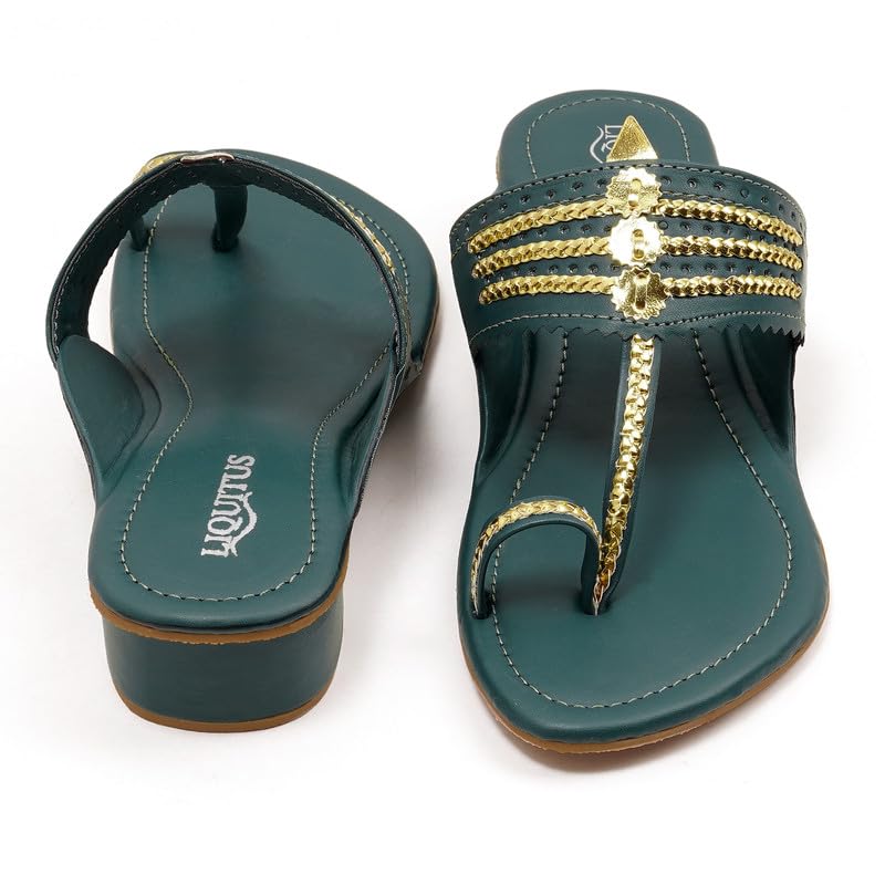 Image of Handcrafted Heeled Kolhapuri Sandals