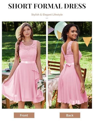 Image of BeryLove Womens Boat Neck A Line Sleeveless Lace Formal Homecoming Dress