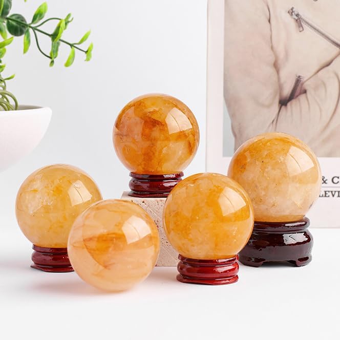 Yellow Crystal Ball Decorative Ornament for Home and Office Sphere Versatile Accessory,40~50mm