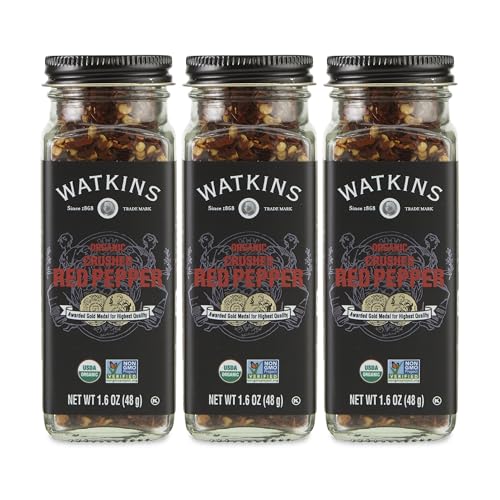 Image of Watkins Gourmet Organic Spice Jar, Crushed Red Pepper, 1.6 Ounce Jar, 3-Pack