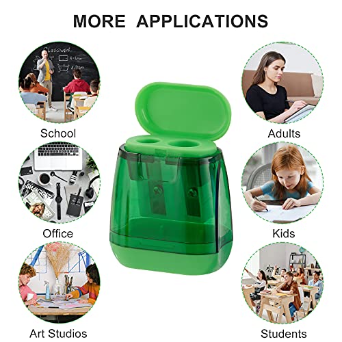 Sonuimy RE-XBD Pencil Sharpeners, 4 Pcs Pencil Sharpeners Manual,Dual Holes Compact Colored Handheld Pencil Sharpener thumb #6