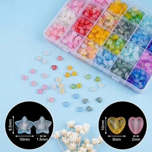 Image of PATPAT Charm Beads for Bracelet Making Kit with Charms, Assorted Spacer Beads Jewellery for Making, Bracelet Making Set for Girls, Color Star Heart Cute Bead Women Girls DIY Phone Charm Craft -1 Pack