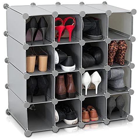 LIVIVO 16 Section Interlocking Cube Shoe Rack Cover