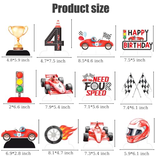 Image of Need Four Speed Birthday Honeycomb Centerpieces 12Pcs Race Car 4th Birthday Party Decorations Red Racing Car Table Centerpieces for Checkered Flag Racing Baby Shower Supplies