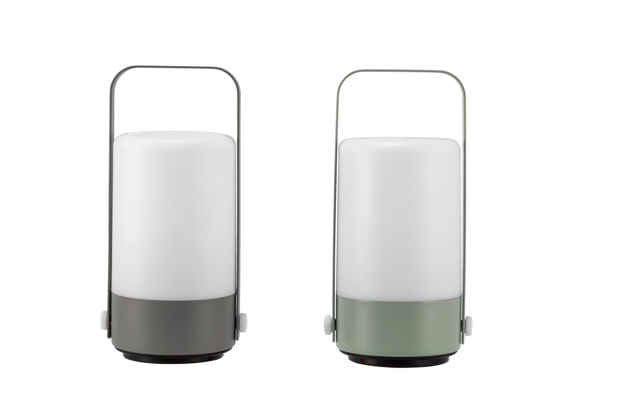 Paulmann Pauleen 48256 Mobile Charm LED Lantern Set of 2 IP44 Timer Battery incl. 1x0.4-watt Outdoor Light Grey, Light Green Plastic 3000 K