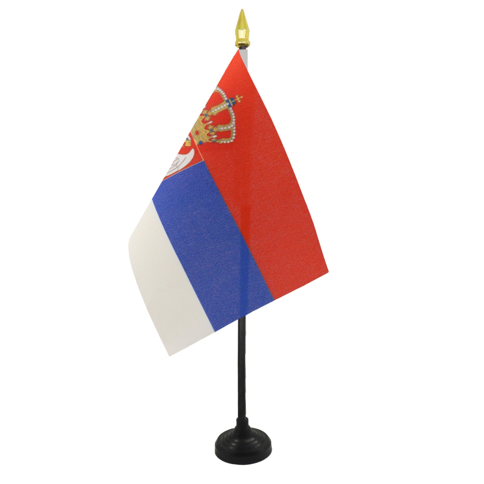 AZ FLAG - Table Flag Serbia - 15 x 10 cm Golden Splice - Serbian Table Flag 10 x 15 cm - Flags