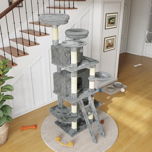 Árbol para gatos de 7 niveles en gris miniatura 1