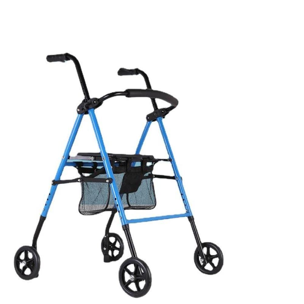 NOBRIM Rollator na 4 kołach z siedzeniem, przednie koła dla osób starszych, dorosłych, z oparciem, torba do przechowywania, regulowana, można pchać i siedzieć