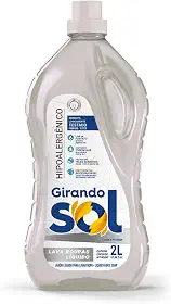 Lava Roupas Líquido Hipoalergênico Girando Sol 2L, Sabão Líquido Lava Roupa Para Peles Sensíveis (Embalagem pode variar)