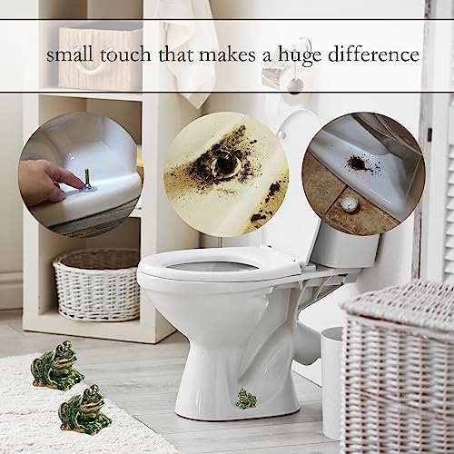 Image of ZUNON Toilet Bolt Caps, Decorative Toilet Bolt Covers, Ceramic Cute Frog Covers Toilet Bolts Bathroom Decor Easy Installation Set of 2 (Green Frog)