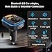Bluetooth FM Transmitter for Car - BAISHUN Bluetooth 5.0 Adapter PD20W+QC3.0 Cigarette Lighter Radio Receiver Music Player Car Charger Supports Hands-Free Call Siri Google Assistant