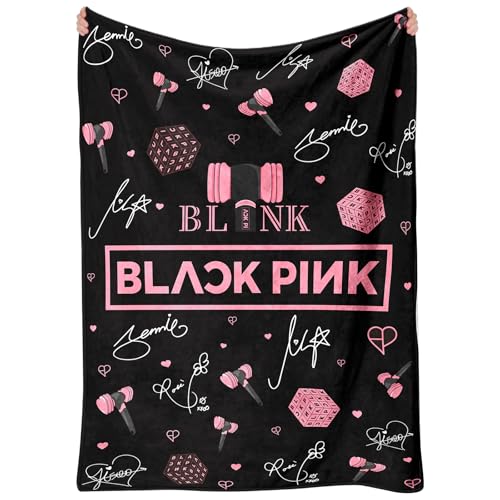 Ainvliya Blackpink Decke für Fans Mehrzweck-Flanelldecke Superweiche Flanelldecke für Lounging Reisen Outdoor-Aktivitäten Bett Sofa Büro Kniepolster Perfektes K-Pop Merchandise Geschenk für Blinks