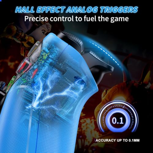 Image of Gamrombo LED Wireless Controller for PS5, Compatible with PS5 Pro /Slim /PC, Dual Vibration, Macro /Turbo Function, 3.5mm Audio Jack, 6-Axis Motion Control Gamepad with Speaker(Azure)