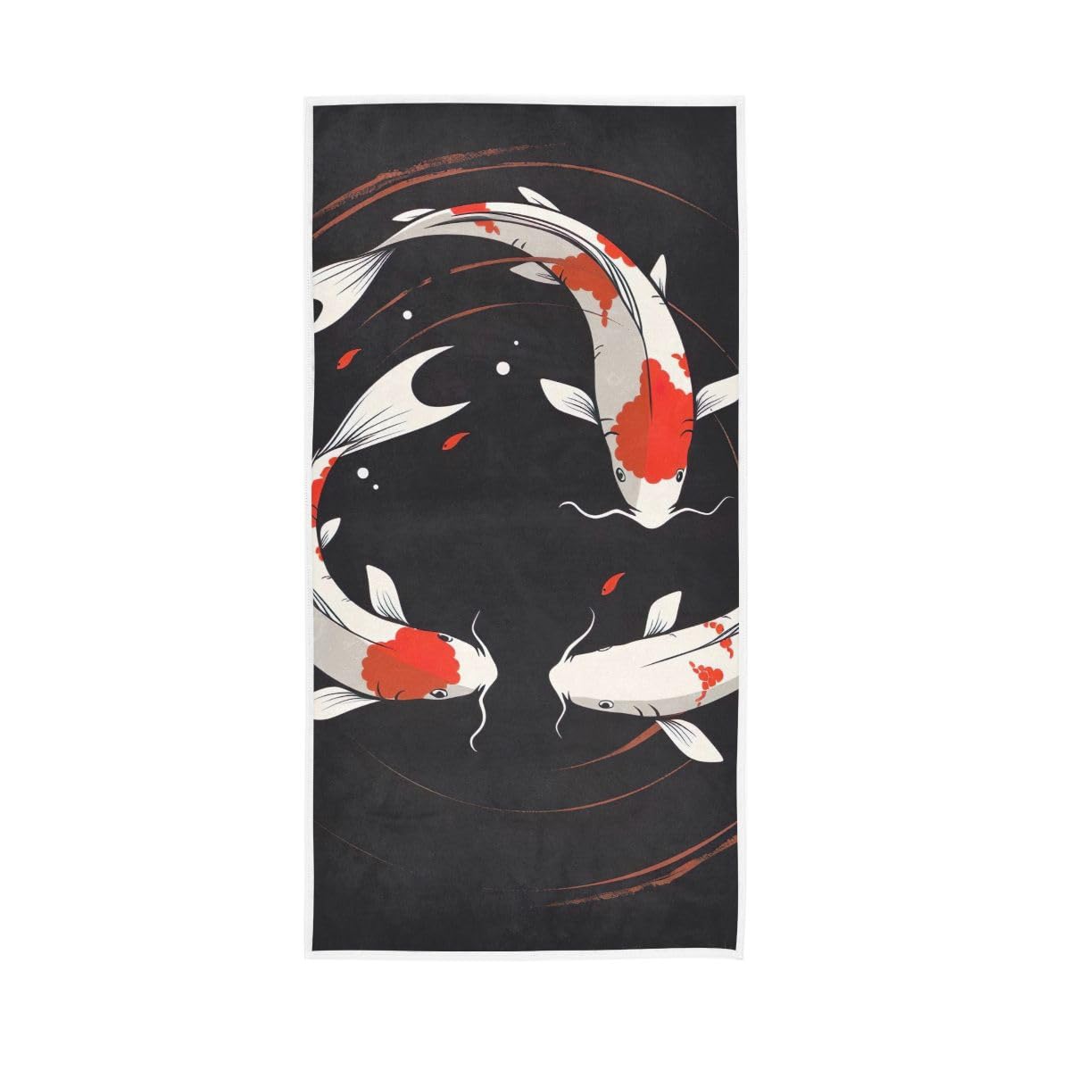 LSRCPD Koi Fish Swimming in Circles Hand Towels Decorative, Hand Towel for Bathroom, Shower, Hotel, Spa 15 x 30 Inches