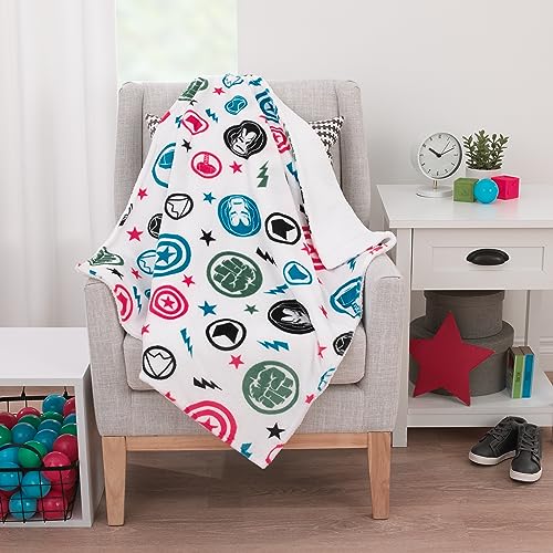 Image of NoJo Marvel The Avengers Red, White, and Blue Super Soft Sherpa Baby Blanket