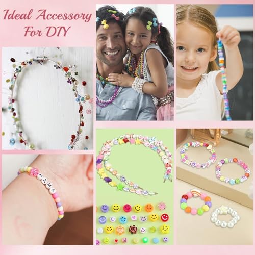 Image of MAGHROLA Beads Kit for Kids - Colorful Bracelet Beads Set with Clay Charms | DIY Jewelry Making Kit for Girls, Women | Arts & Crafts Bead Kit with Pony Beads, Plastic Beads | Gift Box Set (Pack of 1)