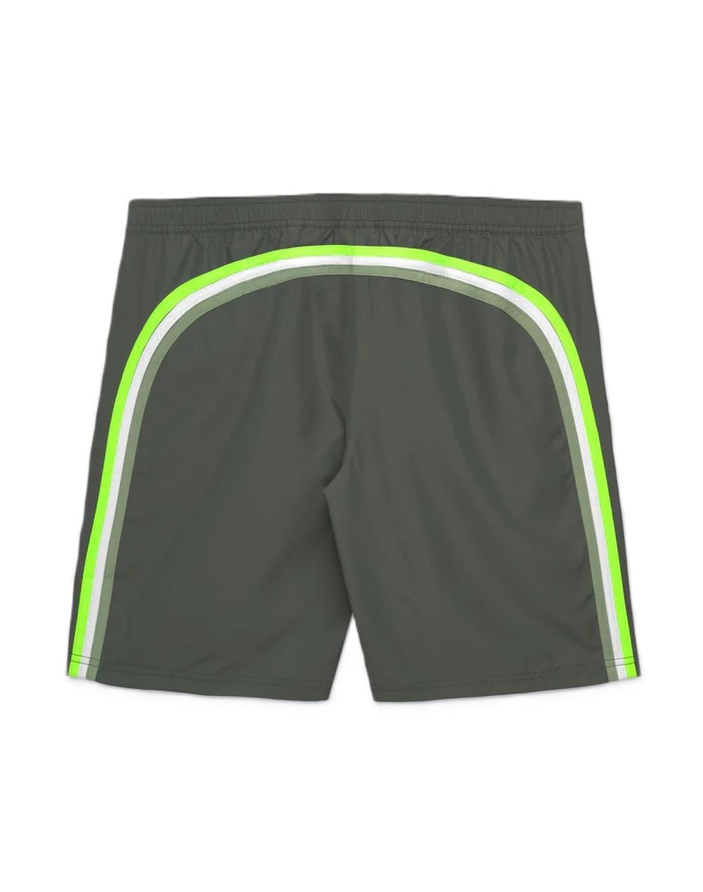 SUNDEK Costume da Bagno Uomo, Verde Militare, con Coulisse, Righe Laterali Neon, Stile Sportivo