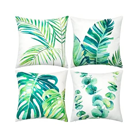 Afuly Funda Cojin 45 x 45 Plantas Verdes Cover
