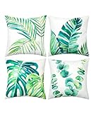Afuly Funda Cojin 45 x 45 Plantas Verdes Decorativas Fundas Cojines Sofa Salón Terraza Jardín Decoracion Hogar Juego...