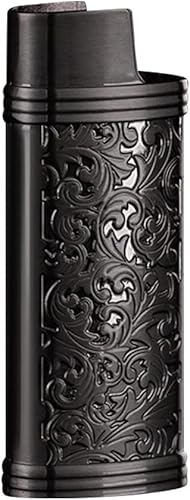 Funda para encendedor de metal floral vintage, soporte frontal con grabado arabesco reutilizable, funda para encendedor BIC Mini encendedores, funda