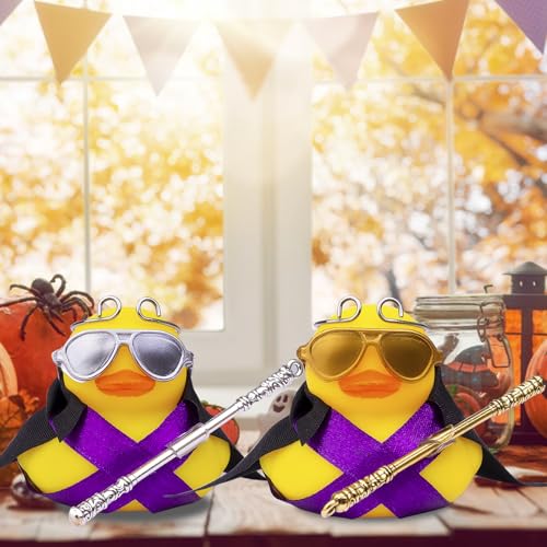 CoFuBcad Duck Car Ornament, Rubber Duck Car Dashboard Decor with Mini Golden Cudgel Glasses Cloak Gold Band Decoration - Thumbnail 6