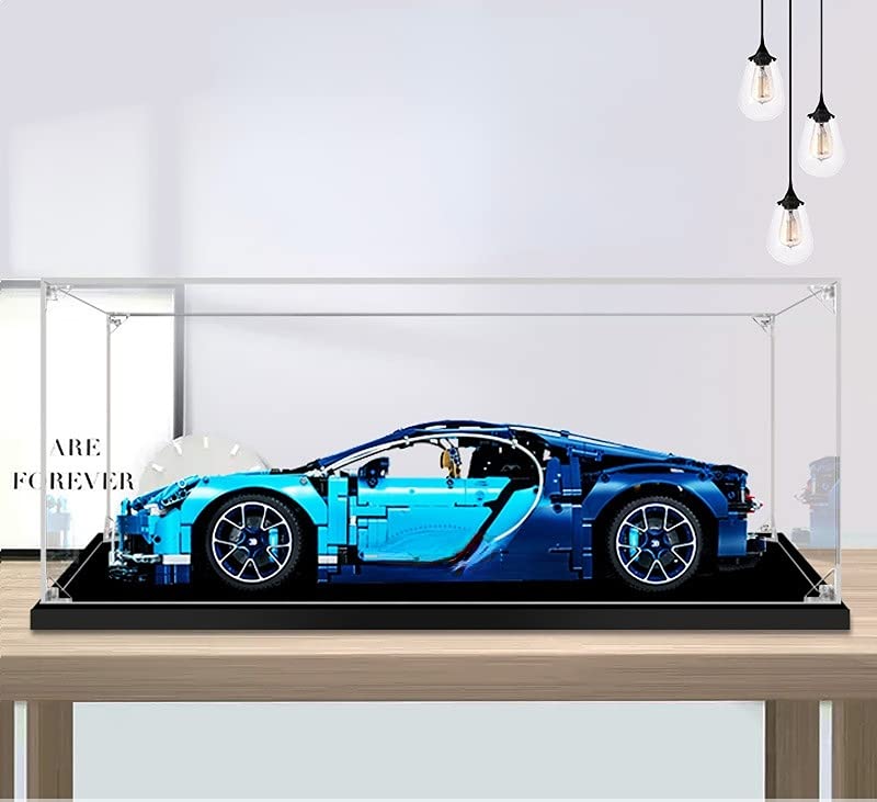 Vitrina acrílica para Technic 42083 Technic Bugatti Chiron, vitrina a prueba de polvo, caja de almacenamiento transparente para modelos coleccionables, 62 x 30 x 20 cm (solo vitrina)