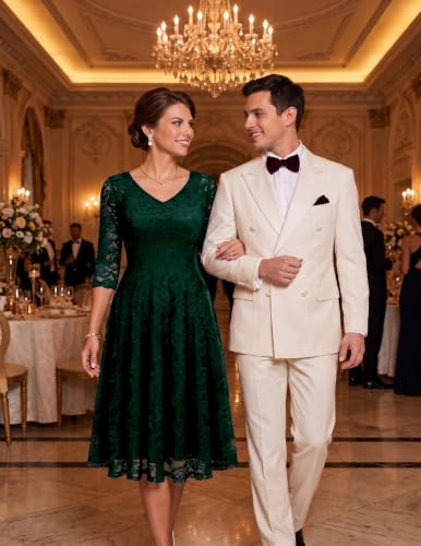 Image of Dressystar Long Sleeves Lace A Line Formal Wedding Guest Dresses