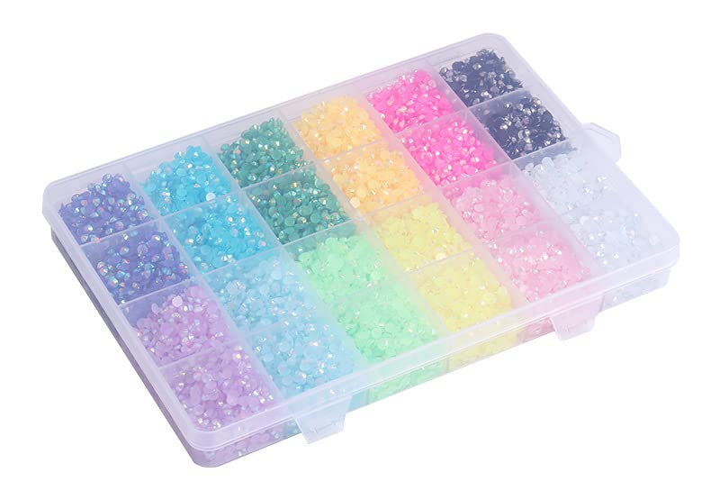 Miniatura 5 de LIUDAMAI Juego de cajas de diamantes de imitación de 0118in de 0157in con purpurina de resina no fija gemas acrílicas de cristal con parte trasera