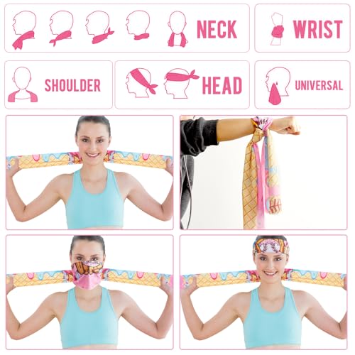 Image of 30Pcs Ice Cream Drip Baseball Cooling Towels for Neck and Face 40 x 12 Inch Sports Team Gifts Ice Towel for Gym Sweat Microfiber Breathable Chilly Bulk Neck Wraps for Athletes Camping Travel Outdoor