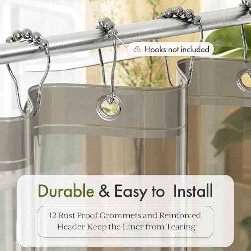 Image of Bathway Shower Curtain Liner, Black Shower Curtain Liner 72x72 PEVA Clear Shower Curtain Liner Plastic with 3 Magnets and 12 Rustproof Metal Grommets, Lightweight Waterproof Shower Liner for Bathroom