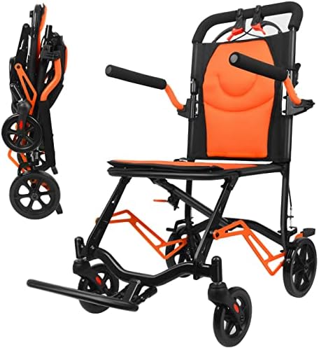 Tripaide Folding Lightweight Wheelchair, Transport Wheelchairs for Adults, with Flip-Backs Arms & Swing-Away Footrests, Portable All Terrain Wheelchair, 220 lbs Capacity