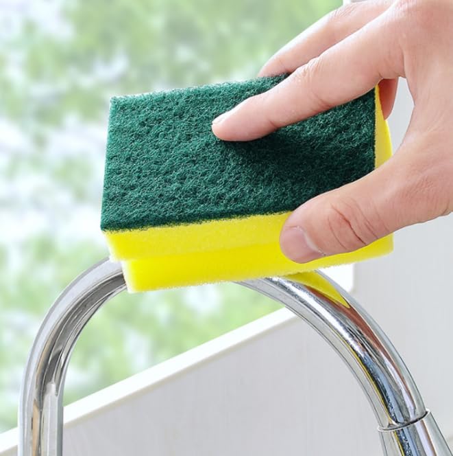 Image of Multifunction Scrub Sponge Protects Nails and Fingers - Sponges for Cleaning Remove Tough Stains, Grease, Residue (Green 10 pcs)