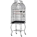 PawHut Large Metal Bird Cage Aviary Budgies Finch Cockatiel Birds Stand Feeding Station Stand w/ Wheels 51L x 51W x 137H cm
