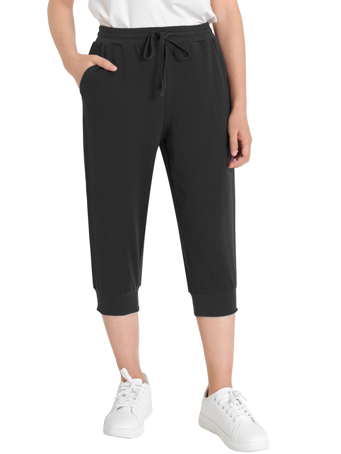 Weintee Women's Petite Capris Capri Joggers with Pockets