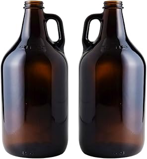 FastRack 64oz Amber Glass Growlers with Polyseal Caps (2 Pack) | Half Gallon (1/2 Gallon) Beer Growler Jugs for Home Brewing, Wine, Cider & Kombucha – Reusable Amber Glass Jugs for Beverage Storage