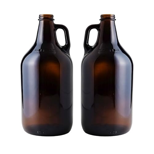 Miniatura 6 de FastRack Growlers ámbar de 1/2 galón (caja de 6), 64 onzas, marrón con 6 tapas de Polyseal