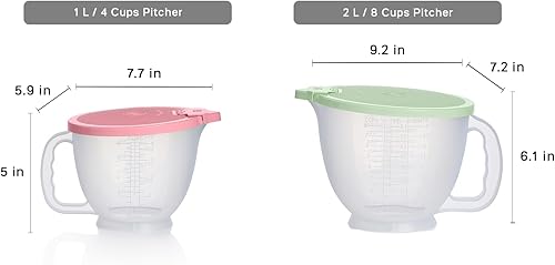Miniatura 3 de Set de jarras Tupperware Classic Mix-N-Store en verde menta y rosa caramelo, apto para lavavajillas y sin BPA (2 tazones, 2 tapas)